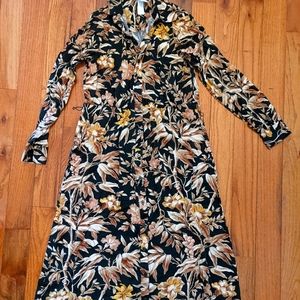 Tropical long sleeve maxi dress